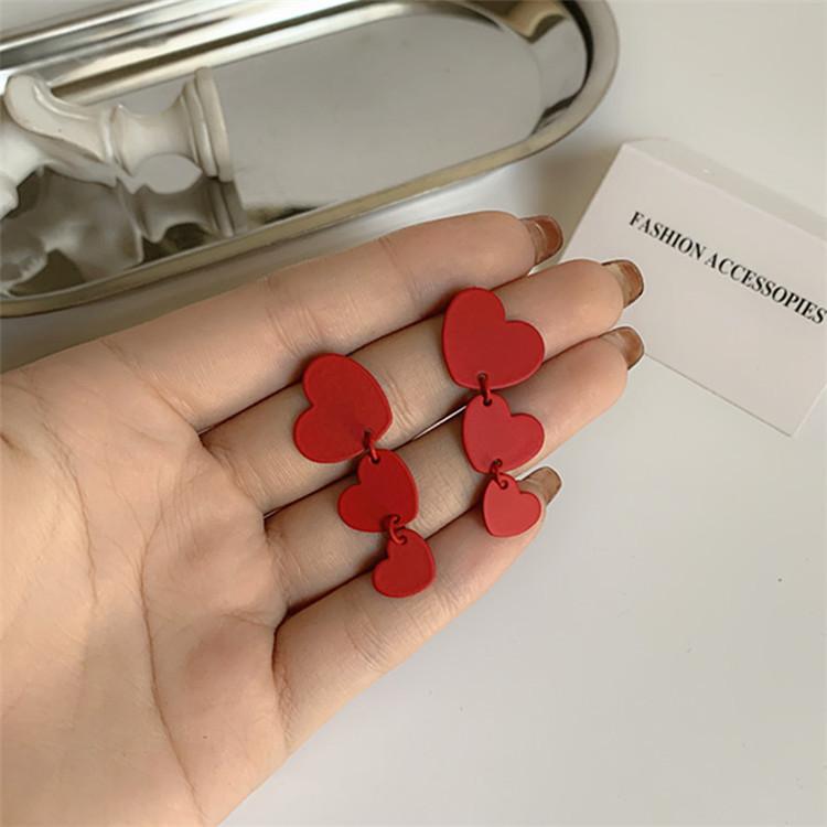 红色爱心组合耳钉