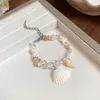 Pulseira de Pedra Natural Pérola Cerâmica Estrela do Mar Concha Moda Exquisita Versátil Estilo de Férias Fresca e Doce Pulseira