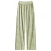 Pantalones Casuales de Pierna Ancha de Corte Estrecho con Estampado de Ondas Verdes para Mujer, Verano, Seda de Hielo Fina, Sensación Fresca, Resistentes a las Arrugas, Pierna Recta, Adelgazantes, Caída Suave, Pantalones Largos