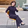 Conjunto Elegante de Outono 2026 para Mães - Nova Coleção - Blusa Camiseta Elegante e Calça de Nove Pontos para Mulheres de Meia-Idade