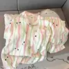 Pijama Feminino Verão Nuvens Algodão Cardigã conjunto 2025 Novo Casual Doce Manga Curta Shorts Fino Roupa de Casa