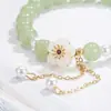 Pulsera de Borlas con Flor de Begonia 2022 Nuevo Estilo Pulsera de Jade Hetian Diseño de Nicho Joyería de Perlas de Alta Gama para Niñas