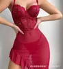 Comercio Exterior Transfronterizo Europeo y Americano Talla Grande Lencería Sexy Nueva Sexy Malla de Encaje Transparente Falda con Liguero Falda Larga para Mujer