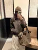 Han Xun Ropa de Abrigo Casual con Capucha Rayada Suave y Pegajosa de Mezcla de Lana de Lujo Ligero para Uso Diario Otoño/Invierno 2026 27606