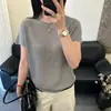 Camiseta de Tricô Importada do Japão Fio Washi 2026 Nova Coleção Primavera/Verão Respirável e Secagem Rápida Gola Redonda Manga Curta para Mulheres, Estilo Fino