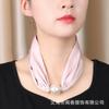Bufanda con hebilla magnética de perla para mujer, collar de clavícula, bufanda fina decorativa de primavera, verano y otoño, bufanda de color liso