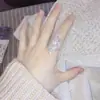 Anillo Abierto Brillante de Cristal de Alta Gama Explosiones Europeas y Americanas Anillo Geométrico de Diamante de Pedrería para Mujer