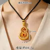 Colgante de Calabaza y Loto Estilo Palacio Vintage Dorado Imitación para Mujer, Collar de la Fortuna Estilo Antiguo de Moda Dorado Arena Incrustado con Circonia Suministro de Joyería