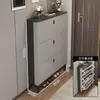 Armário de sapatos ultrafino para entrada de casa, à prova de poeira, grande capacidade, estilo com porta basculante, armário de entrada de luxo leve, armário de armazenamento de sapatos simples e moderno
