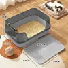 Caja de arena para gatos grande semi-cerrada con valla alta, inodoro para gatos domésticos con tapete para pies, anti-salpicaduras, anti-olor, suministros para mascotas al por mayor