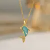 Moda Coreana y Japonesa Versátil Collar de Delfín de Circonita Estilo Bosque para Mujer, Diseño de Nicho, Colgante de Cobre de Lujo Ligero, Cadena Elegante para Clavícula