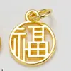 Pingente da Fortuna em Prata de Lei S925 Estilo Chinês Recortado Placa Redonda Acessórios para Joias DIY Pingente com Corda Trançada à Mão Venda por Atacado