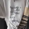 Camiseta Feminina Vintage Chinesa Tendência Estilo Boyfriend Manga Curta Algodão Puro, Verão Retrô Estampa de Letras Top Solto
