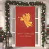 Cubierta de Puerta de Tela Elástica Cubierta de Puerta de Navidad Alegre Transfronteriza Tapiz Fondo de Tela de Regalo de Papá Noel para Fiesta Festiva
