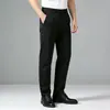 Pantalones Casuales de Caída Elástica para Hombre, Estilo Delgado de Verano, Color Sólido, Sin Arrugas, Versátiles para Negocios, Pantalones Largos Rectos Ajustados K9267