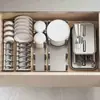 2026 Nuevo Modelo Gris Gunmetal Tablero Divisor de Almacenamiento para Cajones de Cocina Compartimento Integrado para Gabinete para Guardar Espátulas, Palillos y Cucharas
