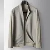 Chaqueta Casual para Hombre 2026 Primavera/Verano Cuello Alto Versión con Cremallera Lujo Juvenil Estilo Business Old Money Abrigo Casual de Lino