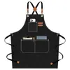 Delantal de Lona Transfronterizo Personalizado Impermeable, a Prueba de Aceite y Antiincrustante Delantal para Cafetería y Tienda de Té con Leche Cocina Casera Exportación Trabajo
