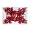Nuevas decoraciones navideñas 2025 con forma de bola colgante pequeña de plástico chapado pintado bastón de caramelo rojo estrella hexagonal