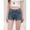 Jeans de Verão Novo Estilo Retrô Americano para Garotas Populares Cintura Alta Design Emagrecedor Bolso Shorts Hot Pants Versátil para Mulheres
