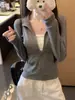 Cárdigan de rayas con cremallera estilo coreano con cuello alto, capa interior ajustada para mujer de otoño, camiseta de manga larga, top casual