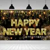 2027 El más vendido de Amazon Tema Colorido de Año Nuevo Tela de Fondo Negra y Dorada Decoraciones para Celebraciones de Fiesta Pancarta de Año Nuevo