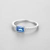 S925 Anel de Prata Esterlina Super Flash Azul Zircão Anel Feminino Luxo Coreano Doce Diamante Proposta de Casamento Atacado
