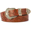 Estilo europeo y americano chica hot diaria textura marrón nicho retro hebilla de pin cinturón patrón de impresión cinturón de cuero PU unisex