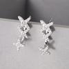 Pendientes de plata de ley 925 con forma de estrella y diamantes de cuatro aristas para mujer, pendientes de lujo, ligeros, personalizados y versátiles, exquisitos, E0771