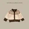 Cárdigan de punto otoñal estilo nórdico para niños pequeños, con patrón Fair Isle, una prenda exterior de moda para bebés niños.