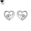 Pendientes de Perro Dachshund con Forma de Corazón de Plata de Ley S925, Estilo Nuevo Europeo y Americano, Pendientes Lindos y Versátiles de Nicho con Diseño Tachonado de Diamantes