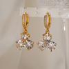 Aogu Novo Produto Transfronteiriço Moda Luxo Leve Cobre Banhado a Ouro Real Zircônia Brincos de Flor Femininos Nicho High-End Brincos Elegantes