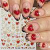 Nuevas pegatinas de uñas transfronterizas para San Valentín, románticas, con forma de corazón rojo, lazo de amor bronceado y estrellas.