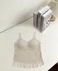 Camisola de Encaje con Borlas de Nuevo Estilo para Mujer, Estilo Delgado de Verano con Copas, Ropa Interior Adelgazante, Hermoso Top Base para Espalda
