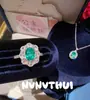 Joyas Turmalina Lago Azul Esmeralda Girasol Collar Tachonado con Diamantes Conjunto de Joyas para Boda Aretes Florales Bud-Verde Neón
