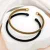 Pulsera Trenzada de Acero Inoxidable Tohm Color Galvanizado Conservador Joyería Simple y Única Pulsera Abierta Elástica en Forma de C Venta al por Mayor