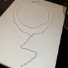 Colar de Pérolas em Camadas com Cristais Dopamina de Verão, Corrente de Clavícula Estilosa e Simples com Design Único
