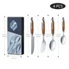 Atacado Simples Cor Natural Ocidental Steak Aço Inoxidável Talheres Portátil Faca, Garfo, Colher Conjunto de Presente de Quatro Peças Combinação
