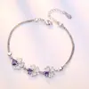Pulsera para mujer Joyería coreana de plata Hoja de la suerte Hierba Amatista Joyería en forma de corazón Joyería para mano Fabricantes Venta caliente Taobao