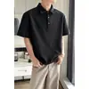 Camisa Polo de Linho Imitação Estilo Old Money Manga Curta Verão Masculina Leve Respirável Elegante Casual de Alta Qualidade Versátil Camiseta Top
