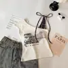 Camisola de Retazos a Cuadros Picante Estilo Americano de un Hombro para Mujer, Top Corto Ajustado para Verano 2026 para Llevar Encima, de Moda