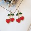 [Colección Roja] Pendientes rojos cálidos de moda estilo coreano simples versátiles pendientes largos de bola de pelo tela cristal