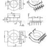 Transformador de alta frecuencia EQ25, esqueleto vertical, 5 pines, distancia entre pines: 3,5 mm, HXW-EQ2502