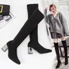 Comercio exterior talla grande otoño e invierno Nuevas botas altas hasta la rodilla adelgazantes para mujer botas altas elásticas botas de lana botas de punto