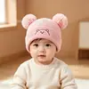 Gorro para Bebé Otoño e Invierno Cálido Gorro de Lana para Bebés Niños y Niñas Lindo Oso Gorro de Punto