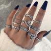 Conjunto de 7 Anillos Estilo Étnico Retro Transfronterizo Europeo y Americano Hongo Corazón Luna Hoja Plata Antigua