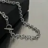 Collar Cubano de Acero de Titanio con Hebilla OT para Hombres y Mujeres, Moderno y Genial, Cadena para el Cuello que no se Desvanece, Cadena para Clavícula Versátil y a la Moda, Disponible en Stock Transfronterizo