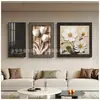 Fondo de Pared de Sofá de Sala de Estar Pintura Decorativa de Tres Piezas Estilo Moderno Simple Crema Mural Abstracto Fresco Simple Elegante Pintura de Pared