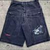 Explosiones directas de fábrica transfronterizas europeas y americanas Y2K hip-hop Harajuku gótico estilo divertido shorts vaqueros estampados para hombre