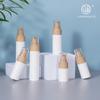 Fabricante de Material de Embalagem Cosmética Grão de Madeira de Imitação Bomba Pressora Frasco de Loção Embalagem Portátil para Viagem Conjunto de Frascos a Vácuo PP